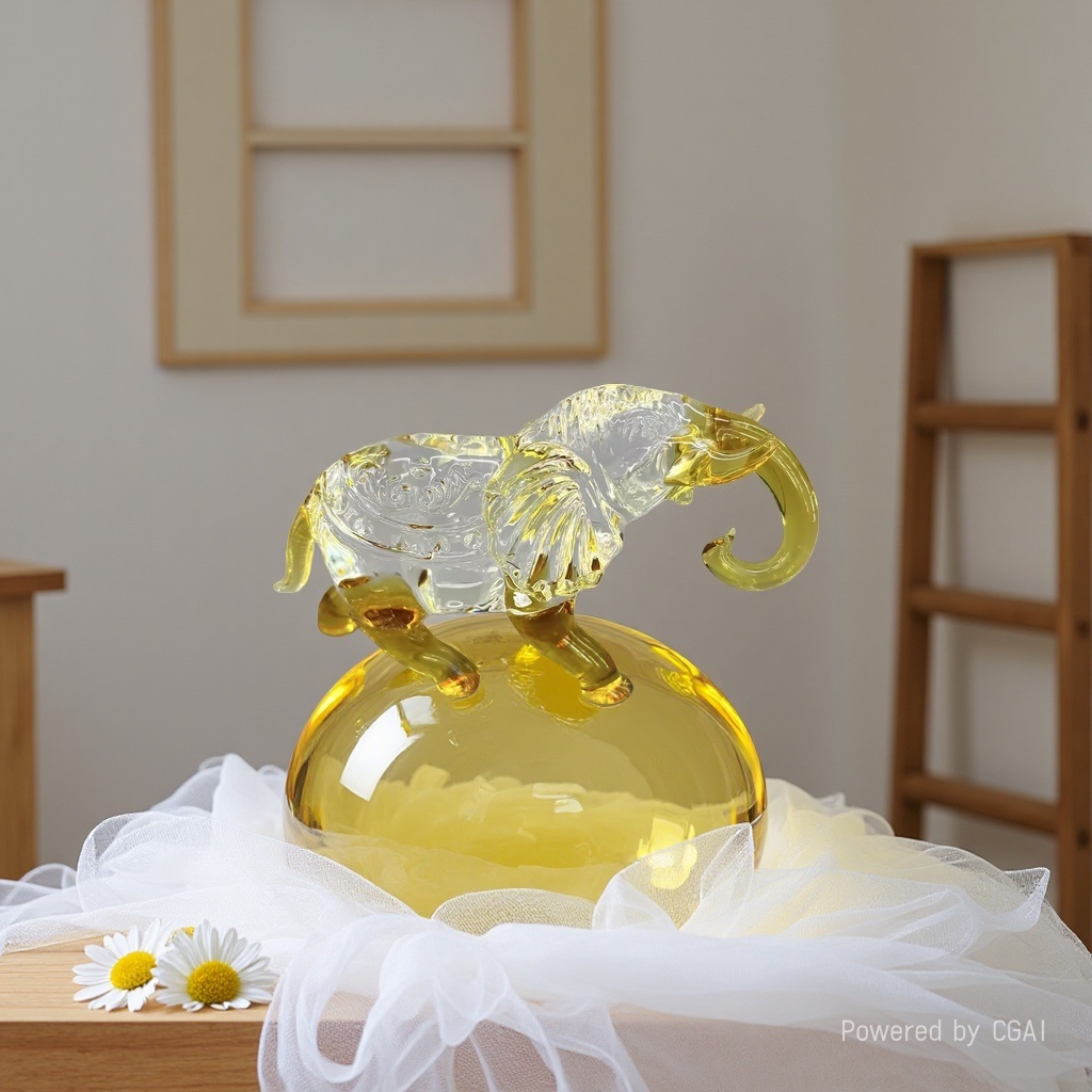 Nordic creative and simple animal ornaments, handcrafted elephant crystal for wealth attraction, little elephant table, living room counter, home furnishings details Picture