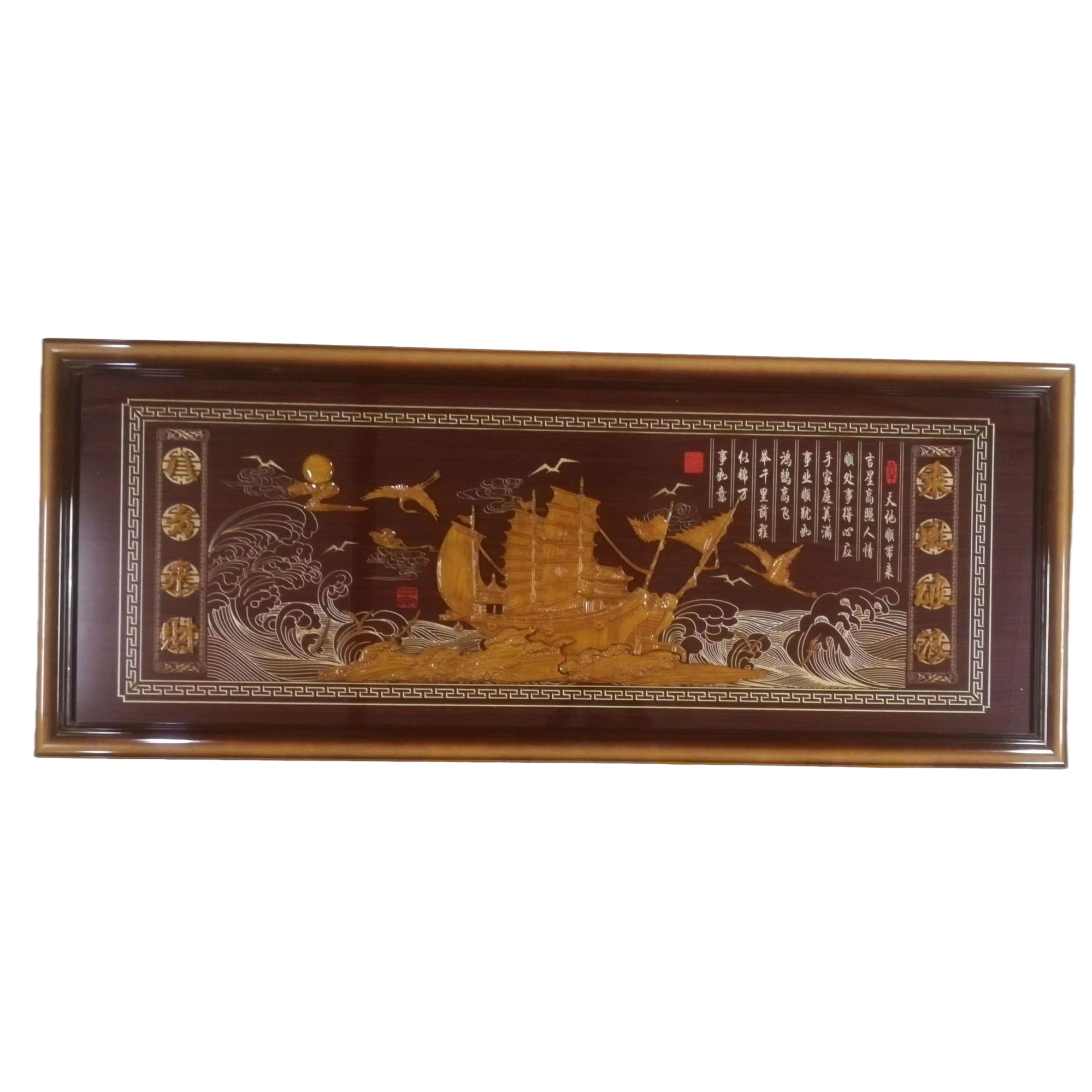 壁画新中式/字画/绘画空白挂轴/书房画/纸雕画白底实物图