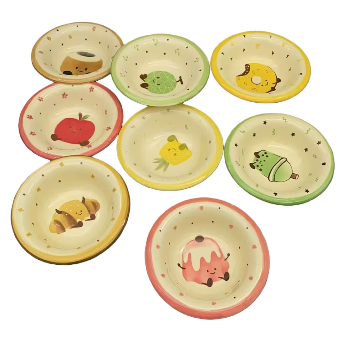 Ceramic flavor plates, cold dishes, pickles, small plates, hot pot, garlic paste bowls, oil, salt, vinegar seasoning plates with vinegar plates, for home use Item Picture