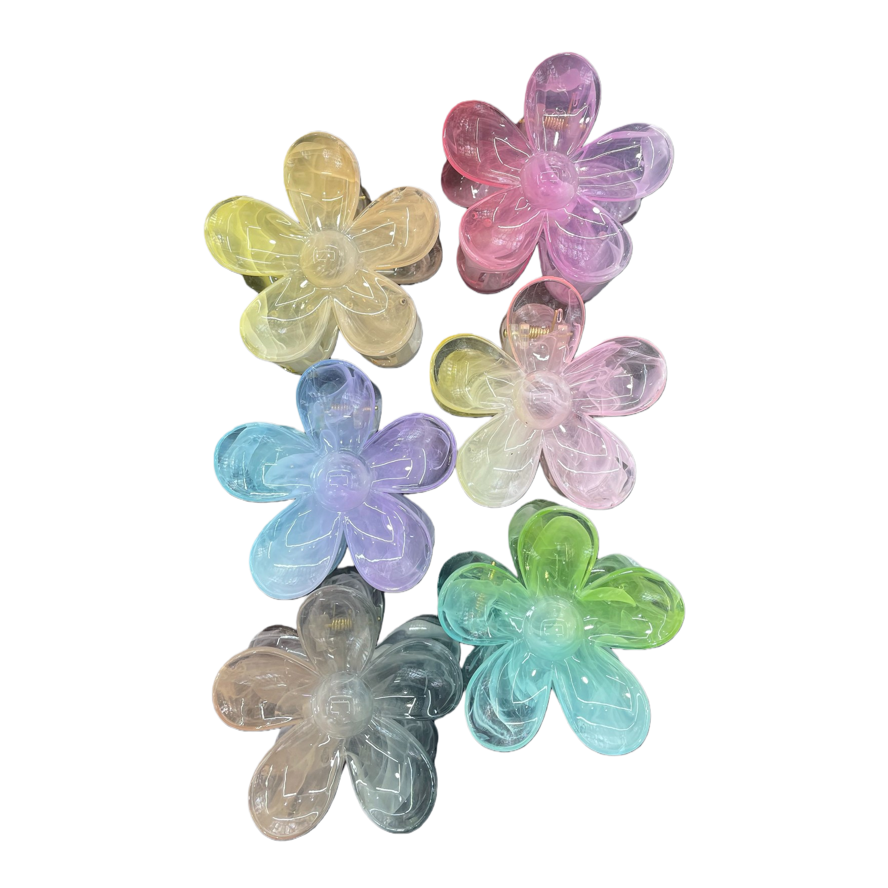 Transparent flower-shaped grab clip, shark clip, duckbill clip, 10 hair clips, hair accessory fixing clip Item Picture