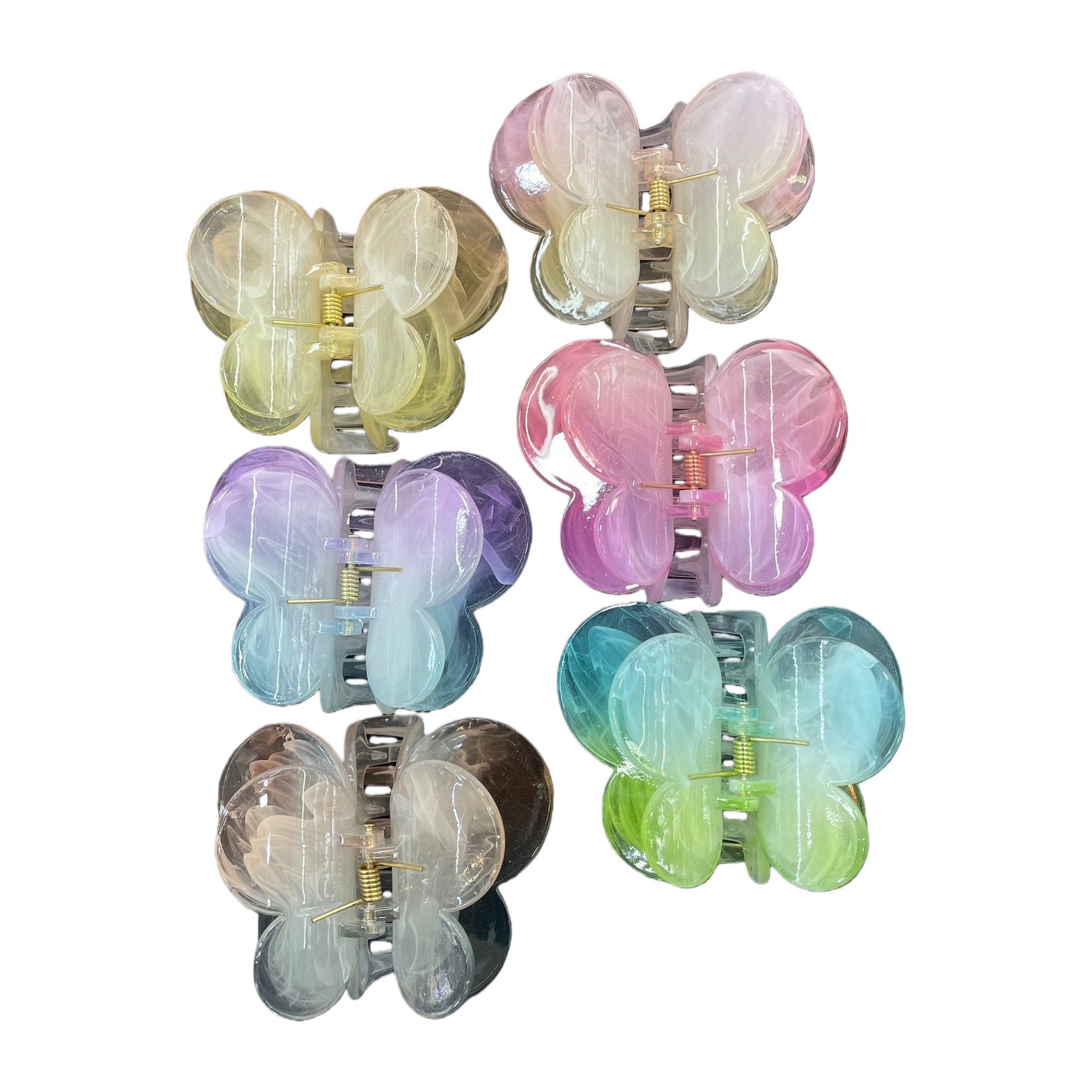 Colorful transparent plastic pet children's hairpin with Song Jin bow and Song Jin base Item Picture
