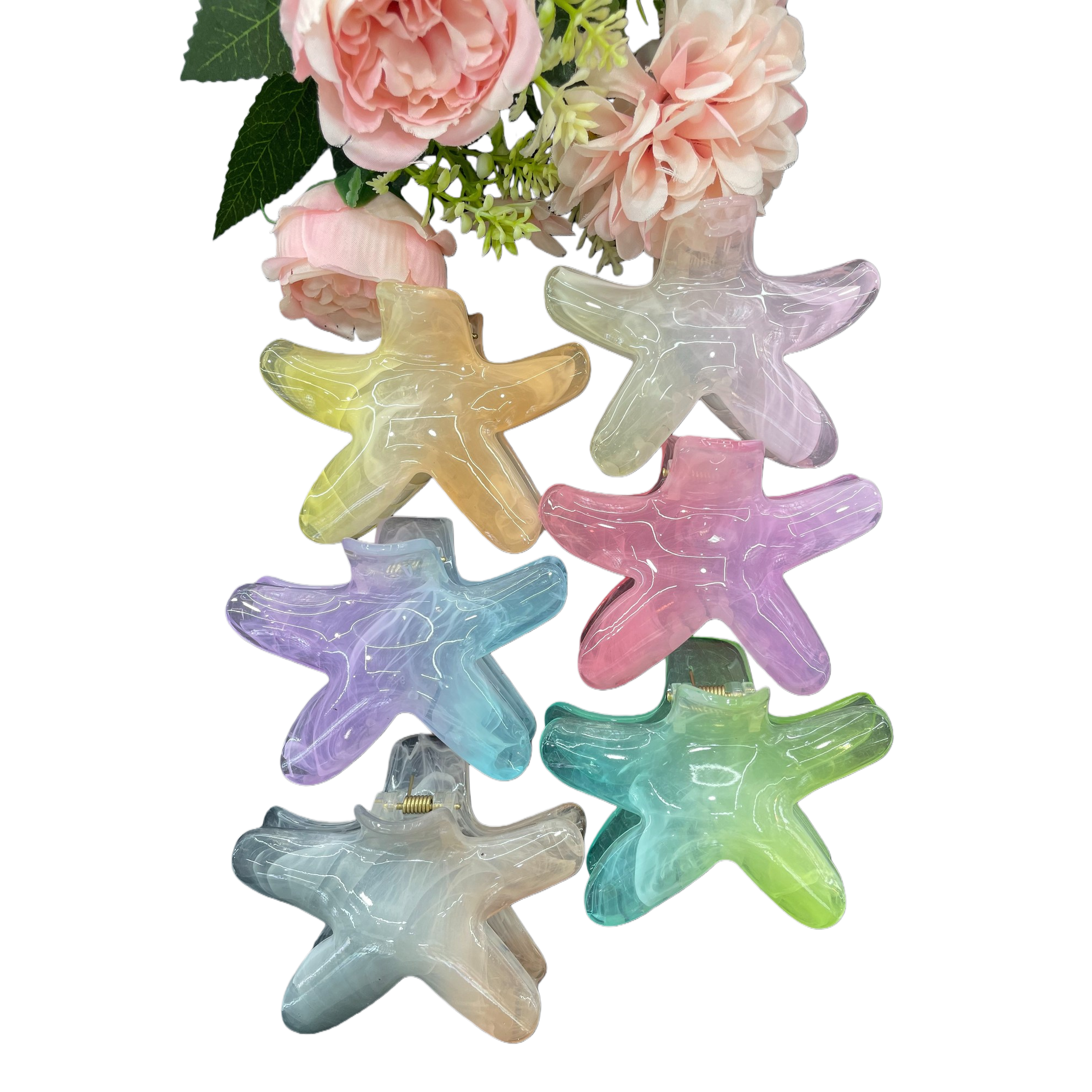 Colorful starfish-shaped grab clips, shark clips, hair clips, duckbill clips and multi-functional hair accessories Item Picture
