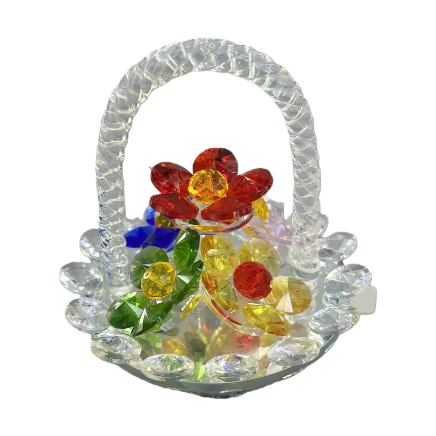 Crystal glass handicrafts, small flower baskets, small gifts for male and female students, cross-border special desktop decorations Item Picture