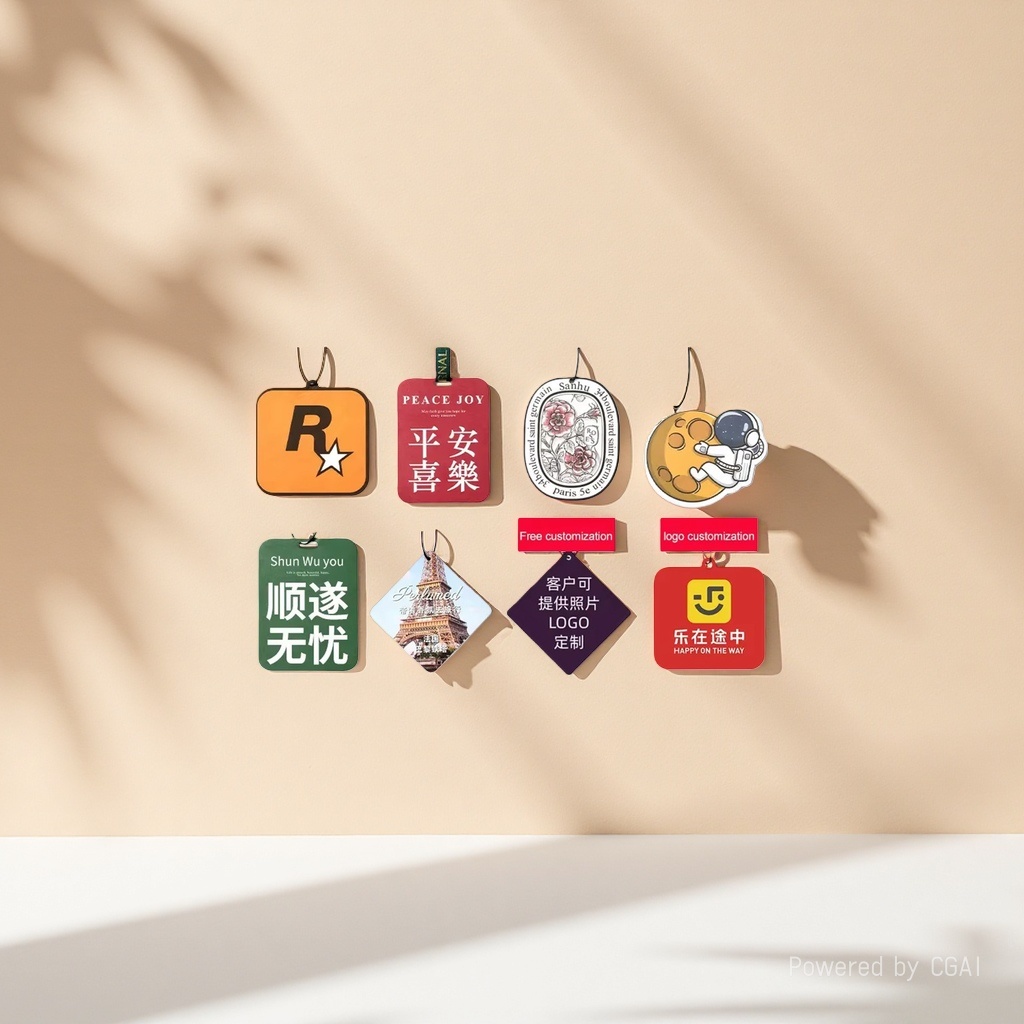 Factory-customized in-car fragrance tablets, cultural and creative hanging decorations, wardrobe hangers, cartoon fragrance tablets, embossed and embossed aroma diffusers details Picture