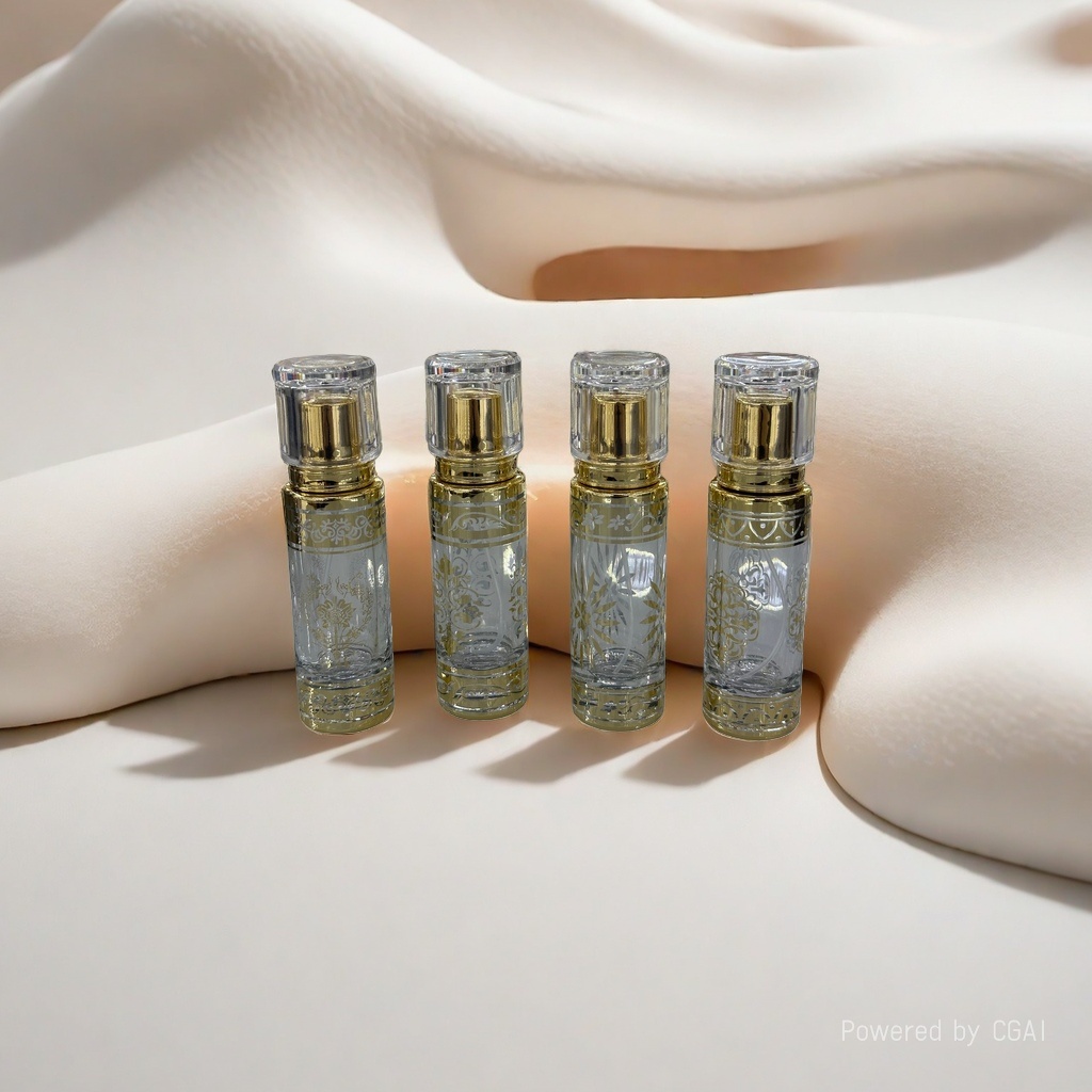 30ml straight round spray perfume bottle in stock, portable screw-cap, exquisite laser-engraved pattern, Arabian style Specification image