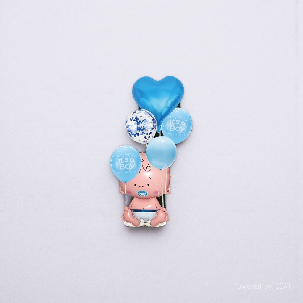 Baby-themed cartoon inflatable toy set, blue heart shape and It's a Boy balloon with balloon pump details Picture