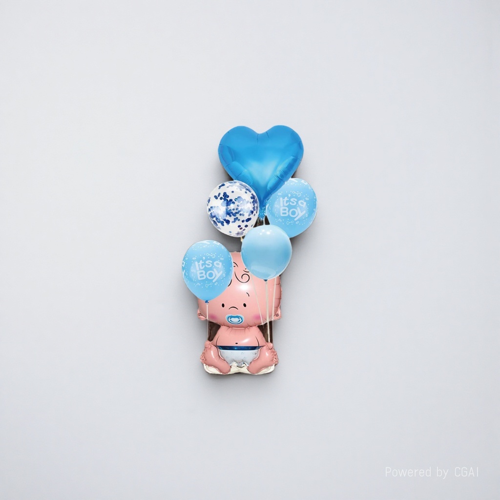 Baby-themed cartoon inflatable toy set, blue heart shape and It's a Boy balloon with balloon pump Application Scenario