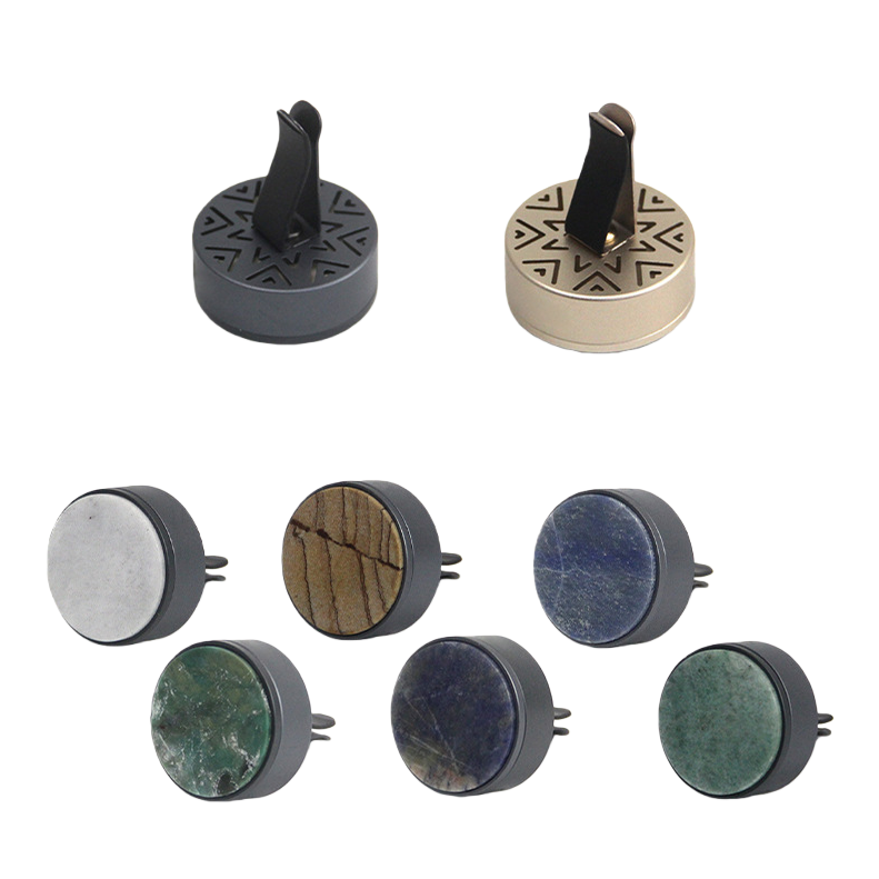 Custom-made marble-patterned car aroma diffuser, car air outlet aroma diffuser holder, natural stone face cover decorative item Item Picture