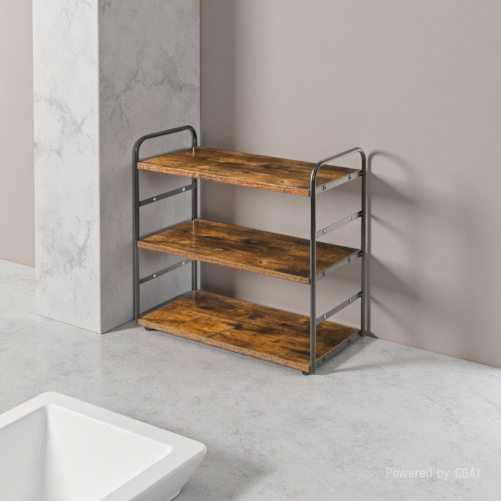 Wooden three-layer and multi-layer storage rack, TV stand, TV hanging rack, storage kitchen wonder, side table Specification image