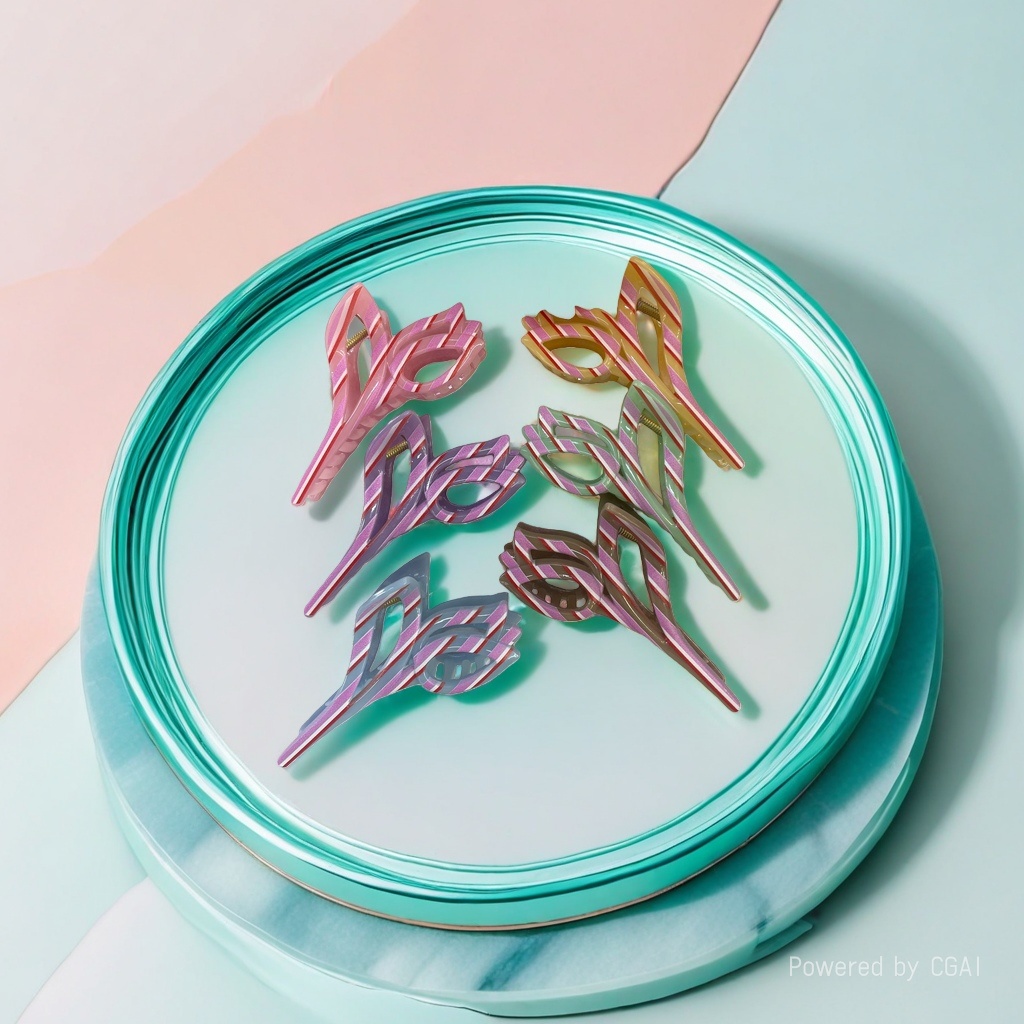 A children's pet hairpin with a Song brocade base and colorful stripes details Picture