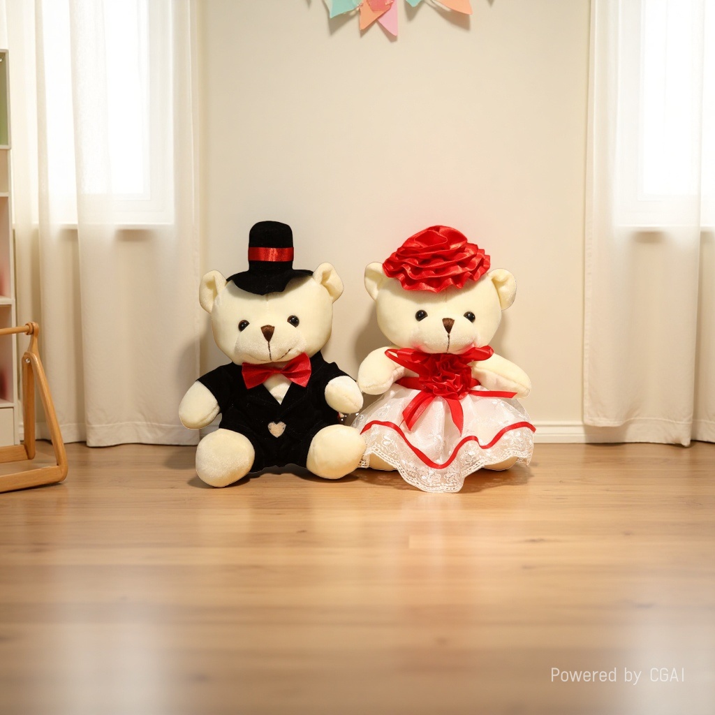 Creative gifts: Wedding car front, teddy bear, wedding couple, little bear wedding dress, teddy bear doll, wedding celebration Application Scenario