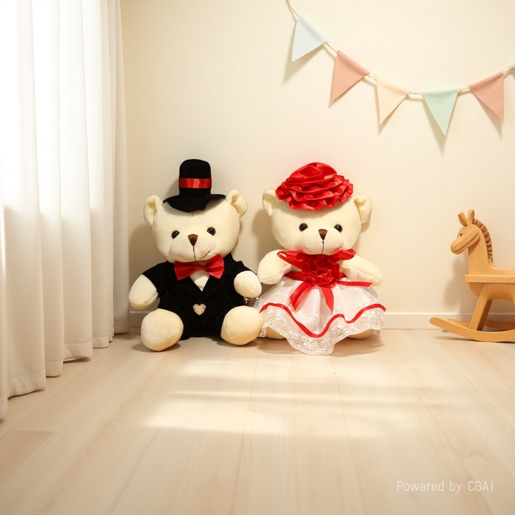 Creative gifts: Wedding car front, teddy bear, wedding couple, little bear wedding dress, teddy bear doll, wedding celebration