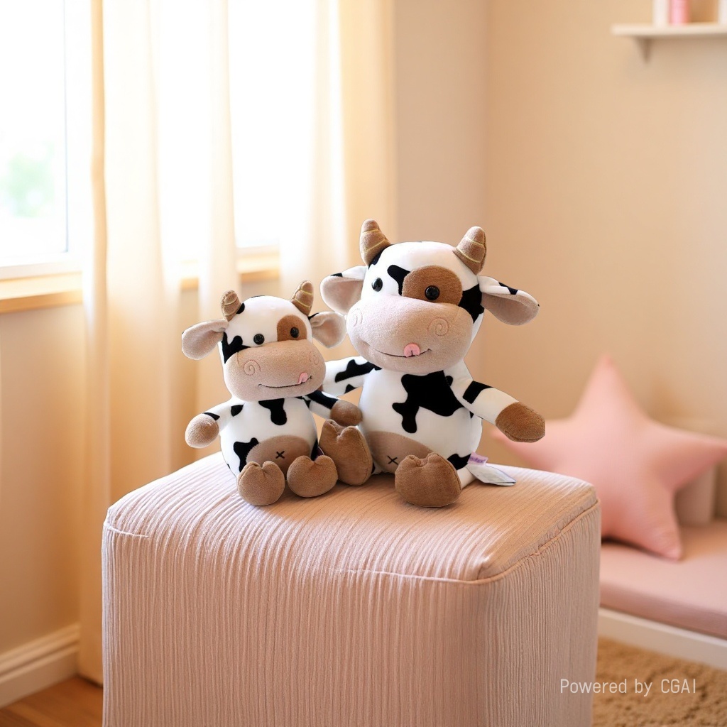Cow plush doll, plush toy doll details Picture