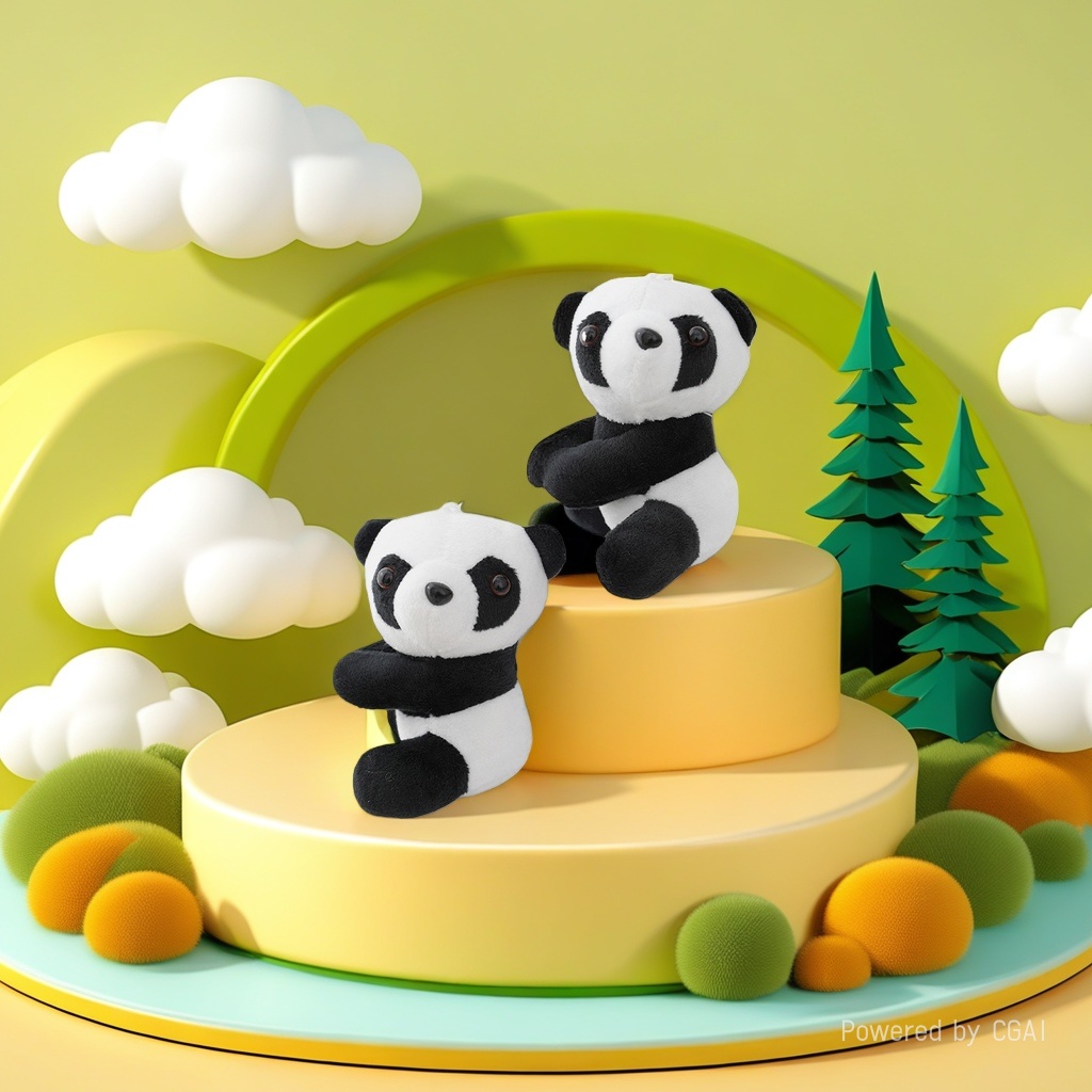 Cute lucky bamboo clips, panda doll bags, pendants, zoo scenic area travel souvenirs wholesale