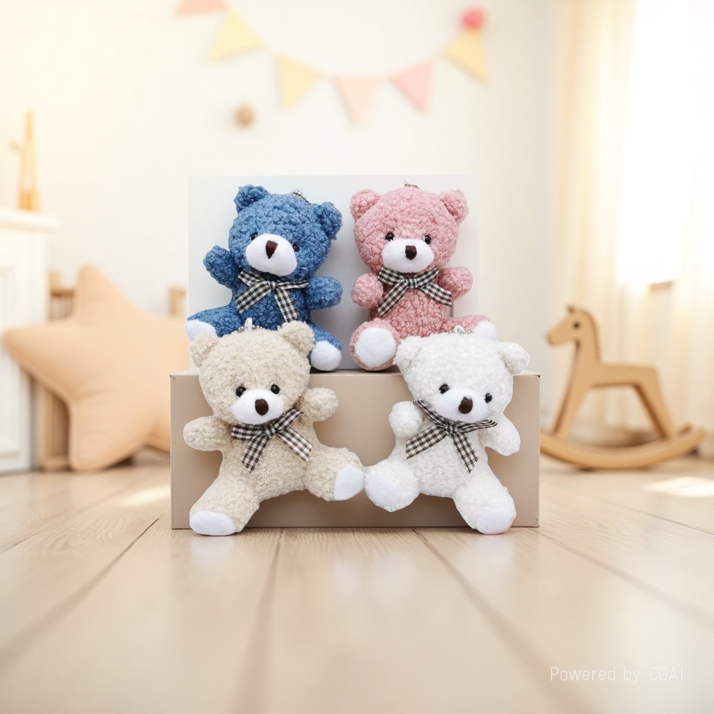 Wholesale of cute cartoon mini bow ties, bear short plush toys, bags, car keychains, pendants and dolls Specification image