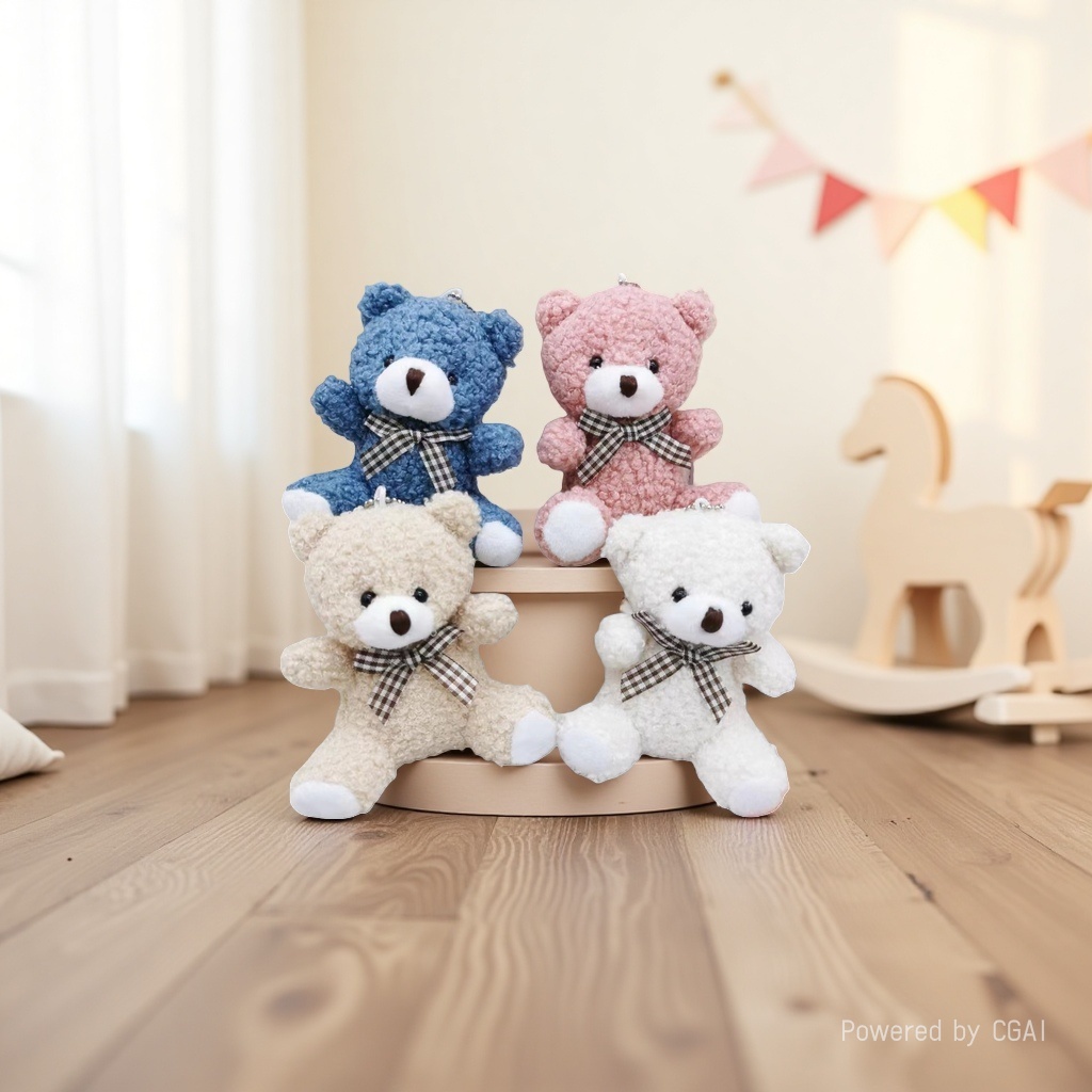 Wholesale of cute cartoon mini bow ties, bear short plush toys, bags, car keychains, pendants and dolls Application Scenario
