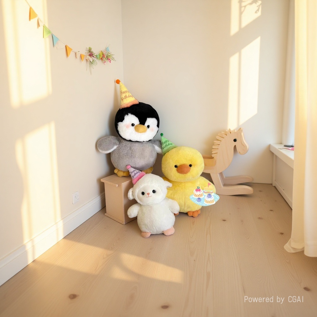 Cute birthday hat doll, little lamb, little yellow duck, penguin doll, plush soothing doll, best friend birthday gift Specification image