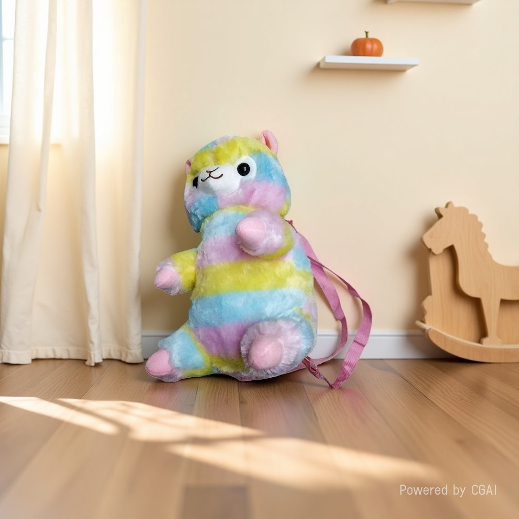 Bobby Bear Rainbow Alpaca Doll, Divine Beast Alpaca fleece toy wholesale, Large claw machine doll details Picture