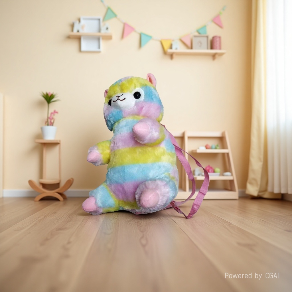 Bobby Bear Rainbow Alpaca Doll, Divine Beast Alpaca fleece toy wholesale, Large claw machine doll Application Scenario