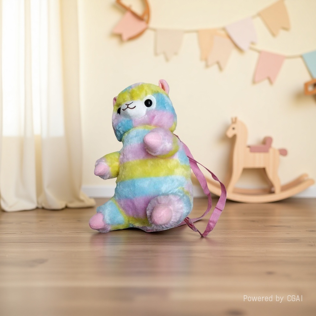 Bobby Bear Rainbow Alpaca Doll, Divine Beast Alpaca fleece toy wholesale, Large claw machine doll Specification image