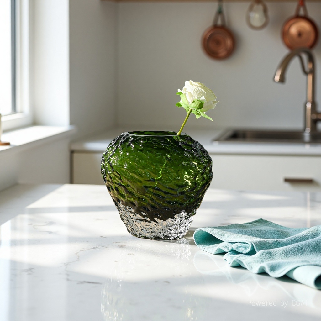 Nordic minimalist original color tree-patterned glass vase, living room dining table, dried flower arrangement, flower vases, home decoration, ins ornaments. 165325916