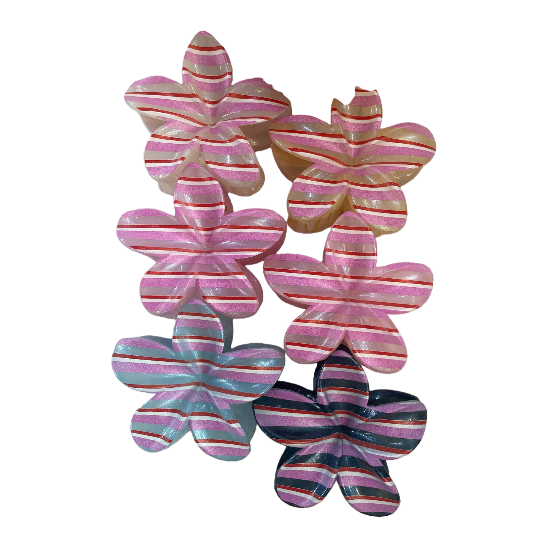 Striped flower-shaped shark clip, duckbill grab clip, hairpin, hairpin 142618234 Item Picture