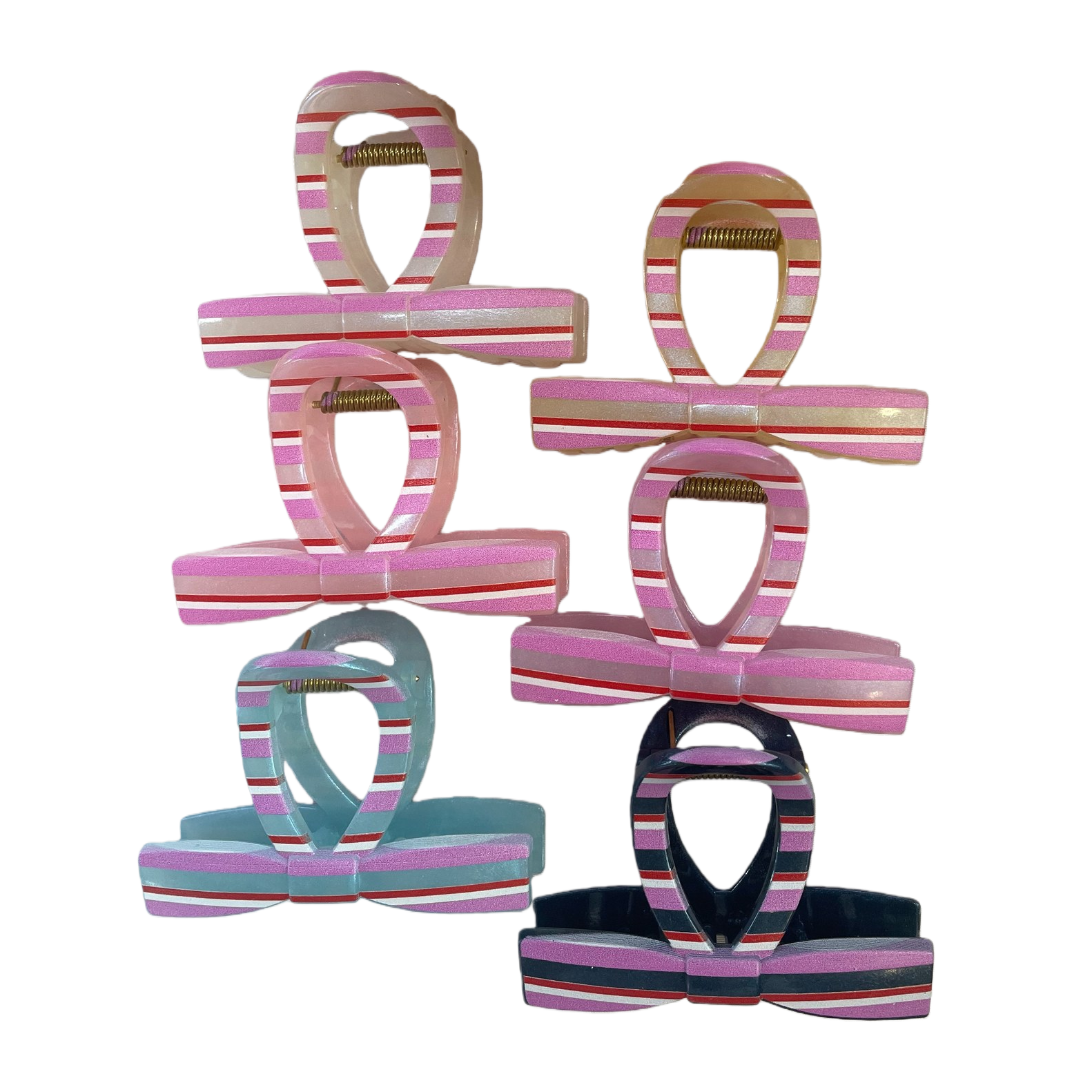 Song Jin base pink striped children's pet hair clip fashion hairpin Item Picture