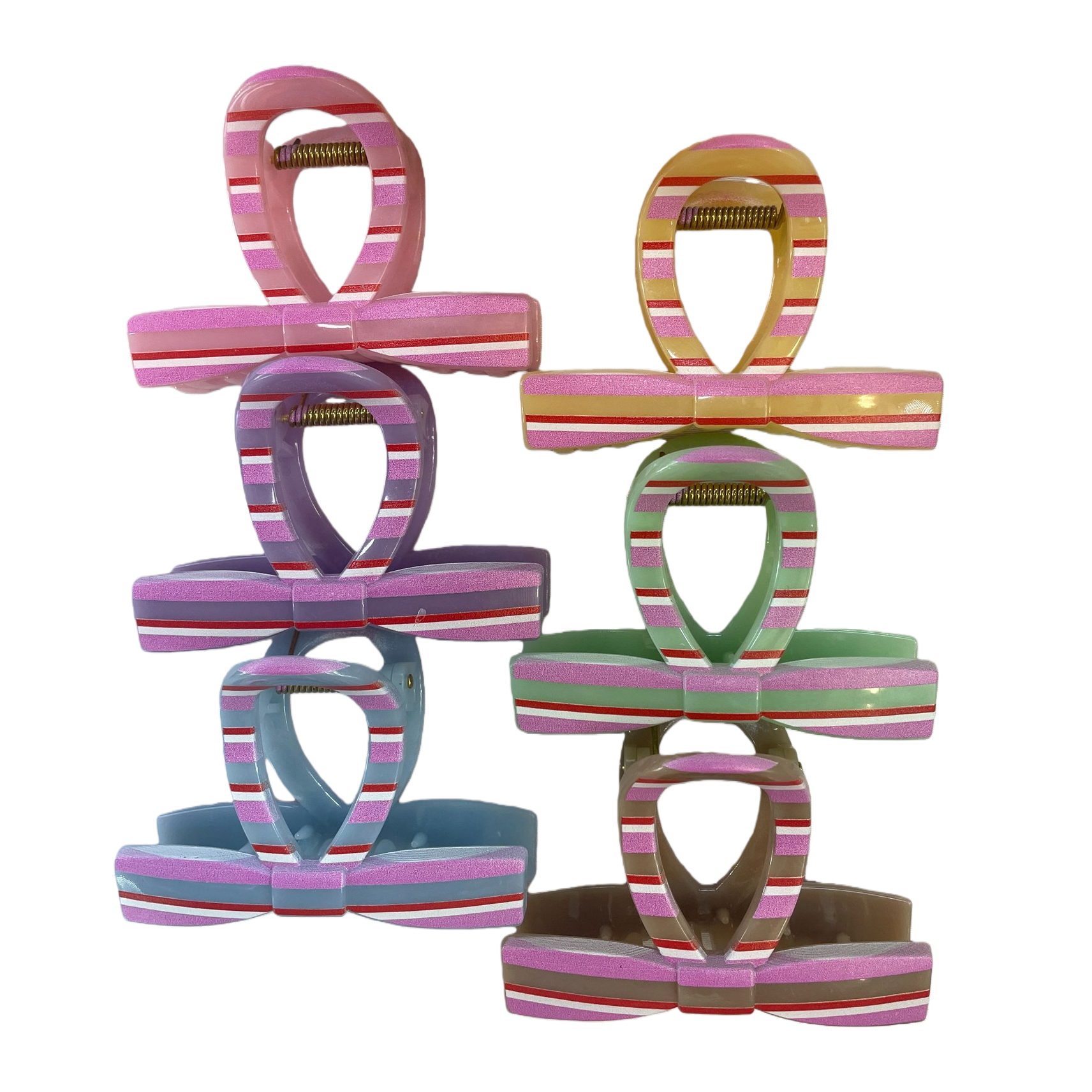 Song brocade base with colorful striped children's pet hair clips Item Picture