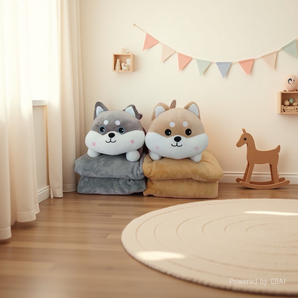 Cute and chubby husky doll, adorable Shiba Inu plush toy, bedside sleeping, super soft animal pillow cushion, dog Specification image