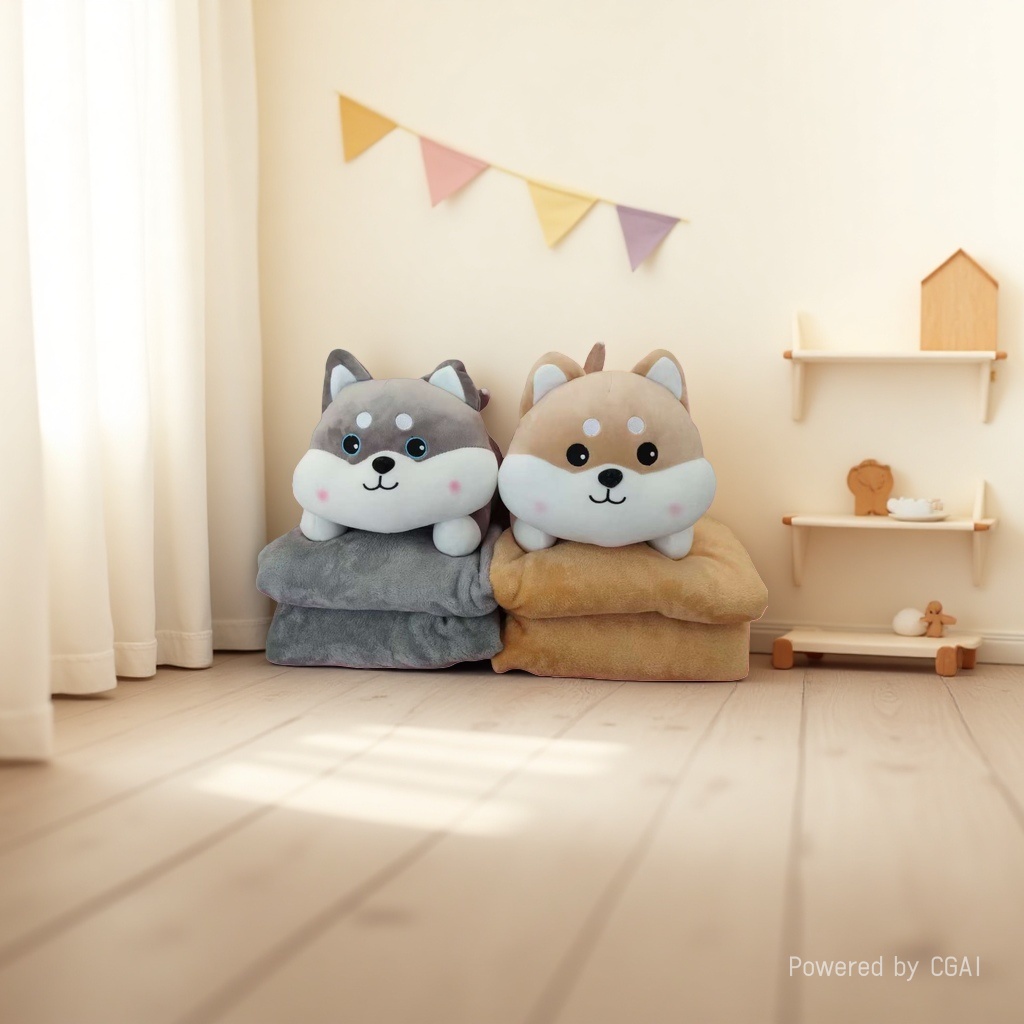 Cute and chubby husky doll, adorable Shiba Inu plush toy, bedside sleeping, super soft animal pillow cushion, dog details Picture