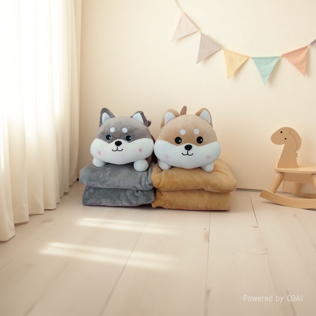 Cute and chubby husky doll, adorable Shiba Inu plush toy, bedside sleeping, super soft animal pillow cushion, dog