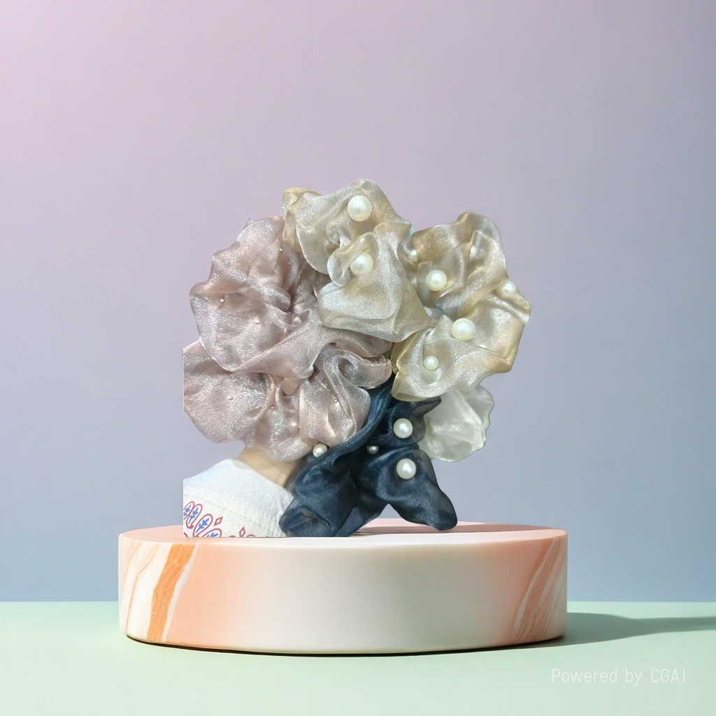 Pearl-decorated silk large intestine hair bands, hair accessories and hair ties are high-end ladies' accessories Application Scenario