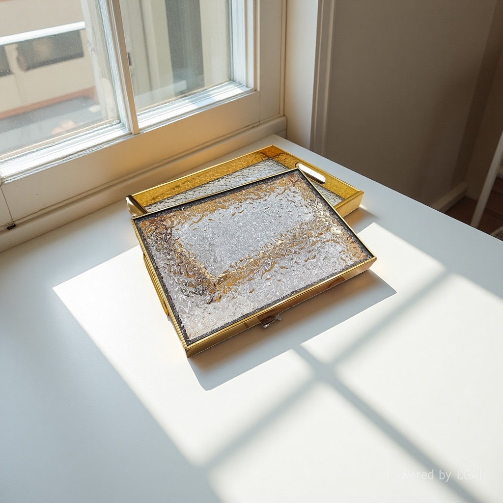 跨境中东阿拉伯亚克力金色收纳托盘餐厅茶盘水果干果盘2件套tray