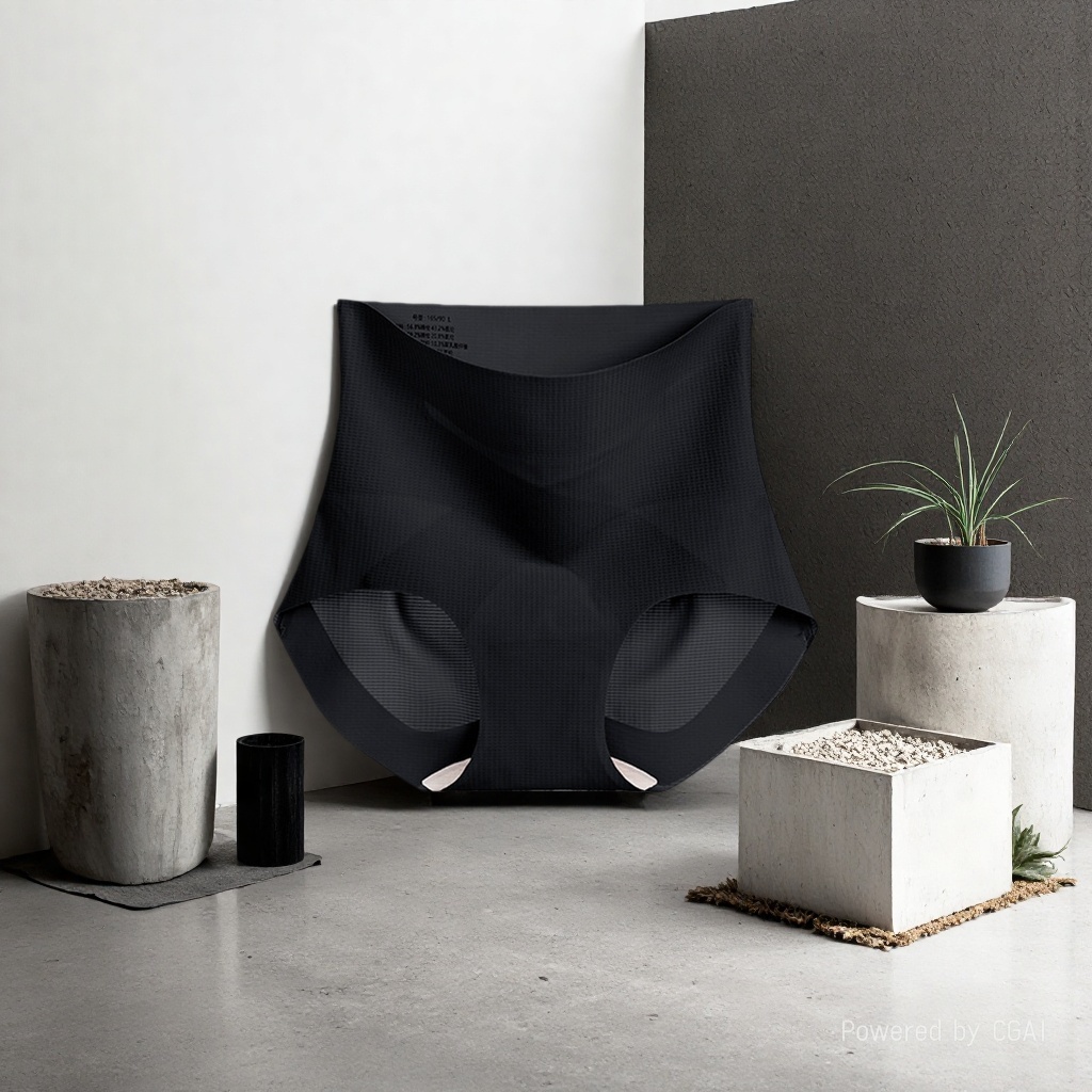 Negro cintura alta X forma micro presión luz moldeado curva bragas mujer 10A antibacteriano morera croche de seda cómodo y transpirable Specification image