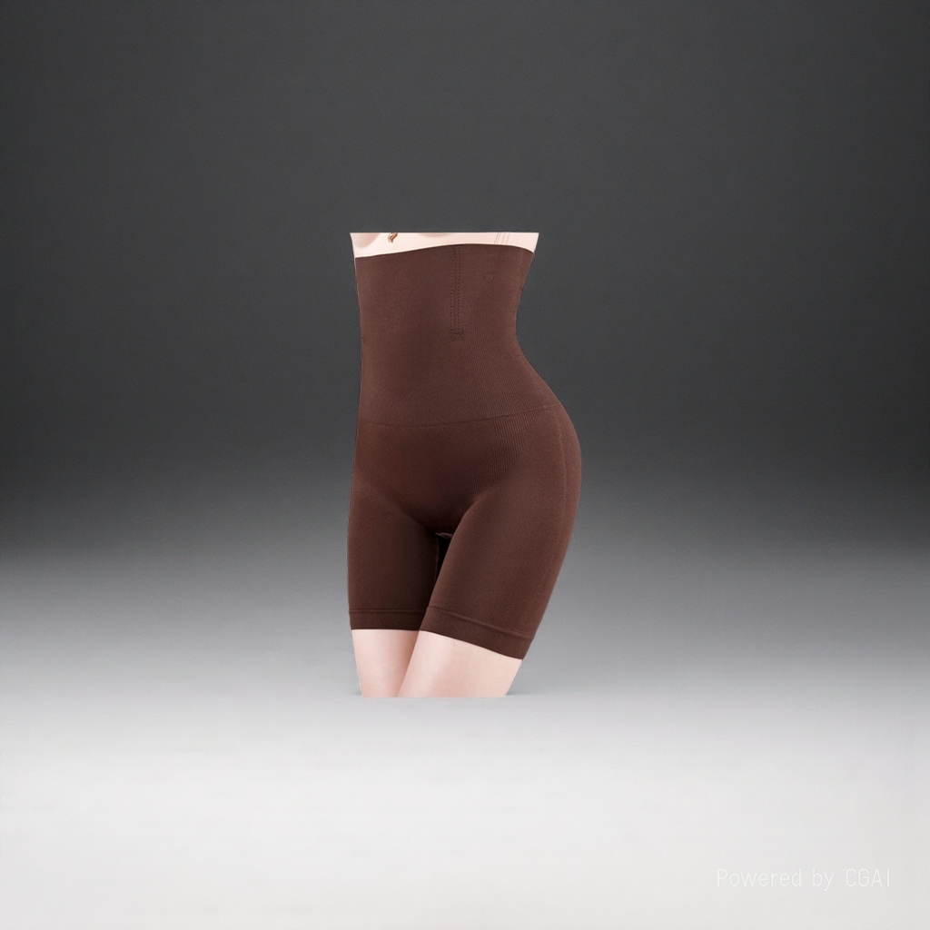 Brown high-waisted shaping shorts, women's European and American hip pants, summer yoga wear details Picture