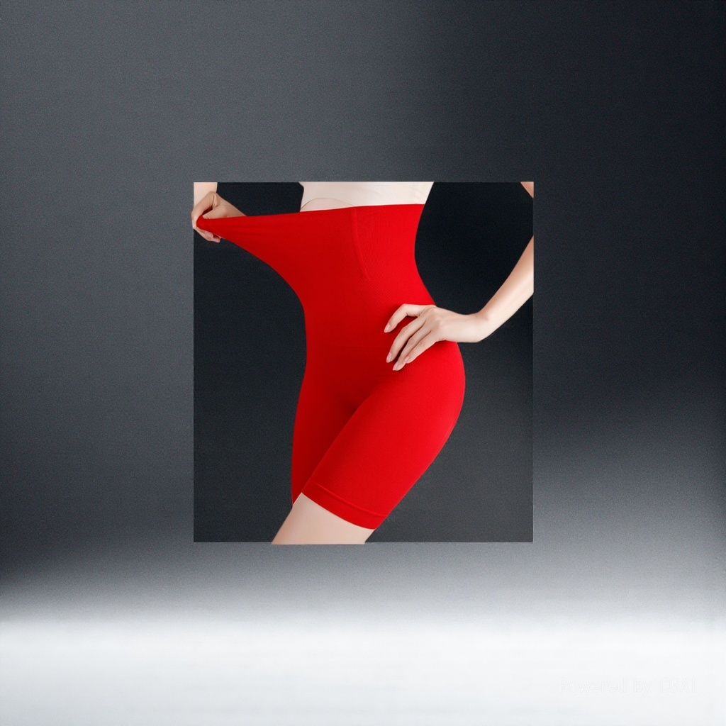 Red high-waisted shaping pants, women's European-style buttocks pants, summer yoga wear, plastic collar