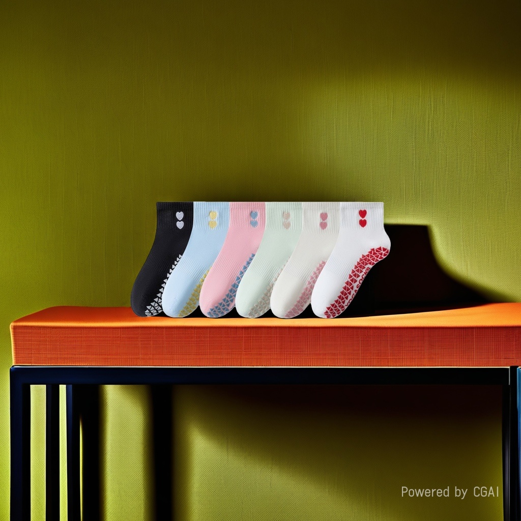 Colorful heart-shaped patterned anti-slip socks, wear-resistant silicone sole anti-slip stickers