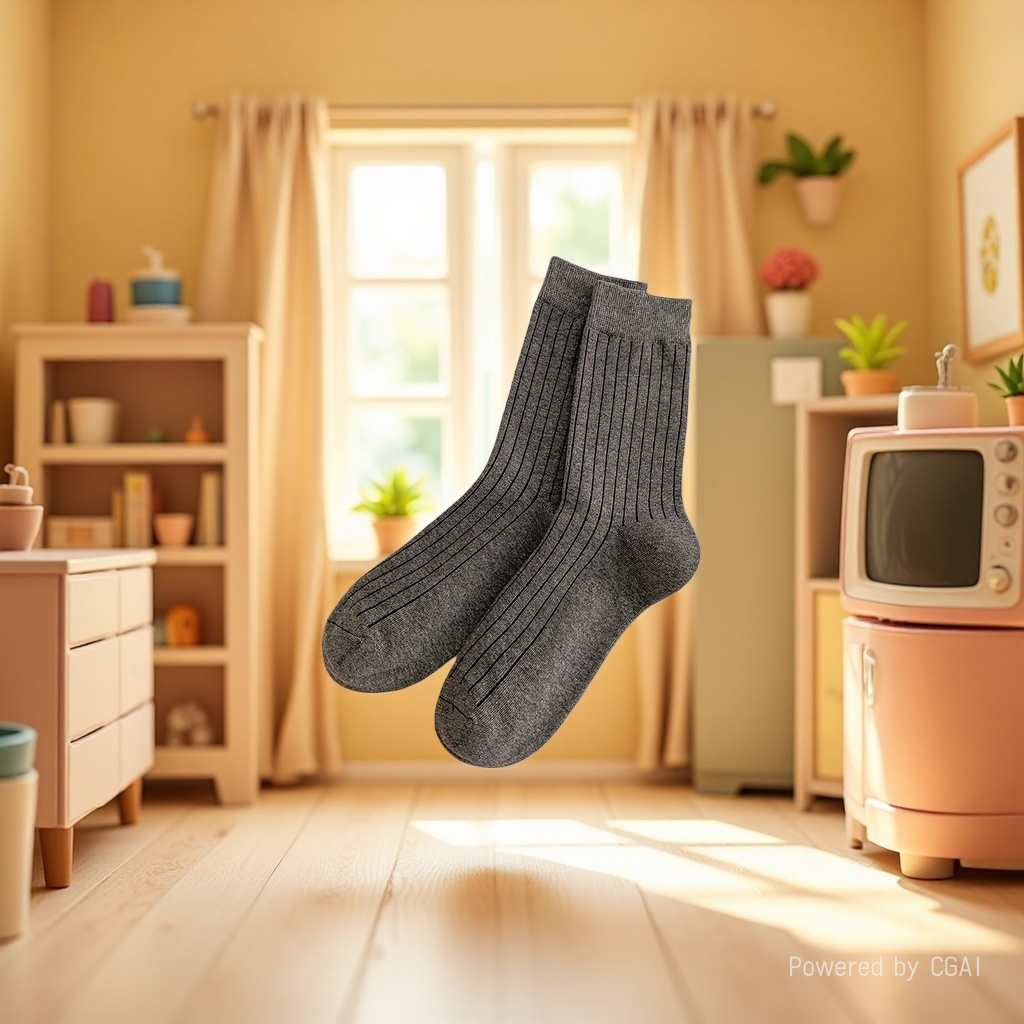 Other grey vertical striped socks Application Scenario