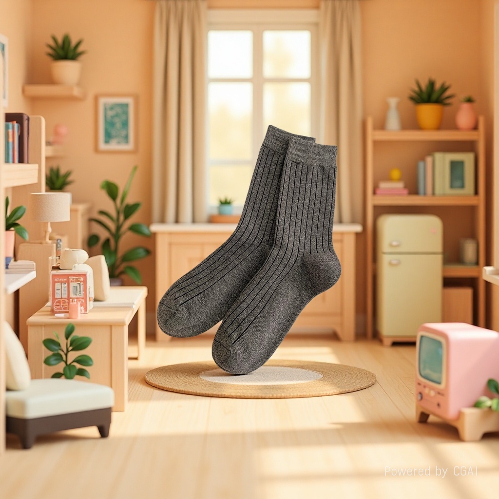 Other grey vertical striped socks