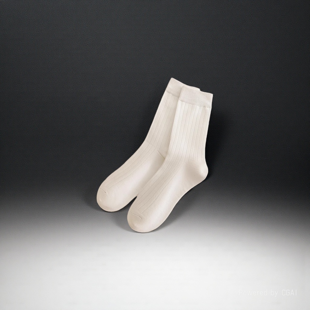 White vertical striped other socks, unisex pure cotton mid-calf socks details Picture