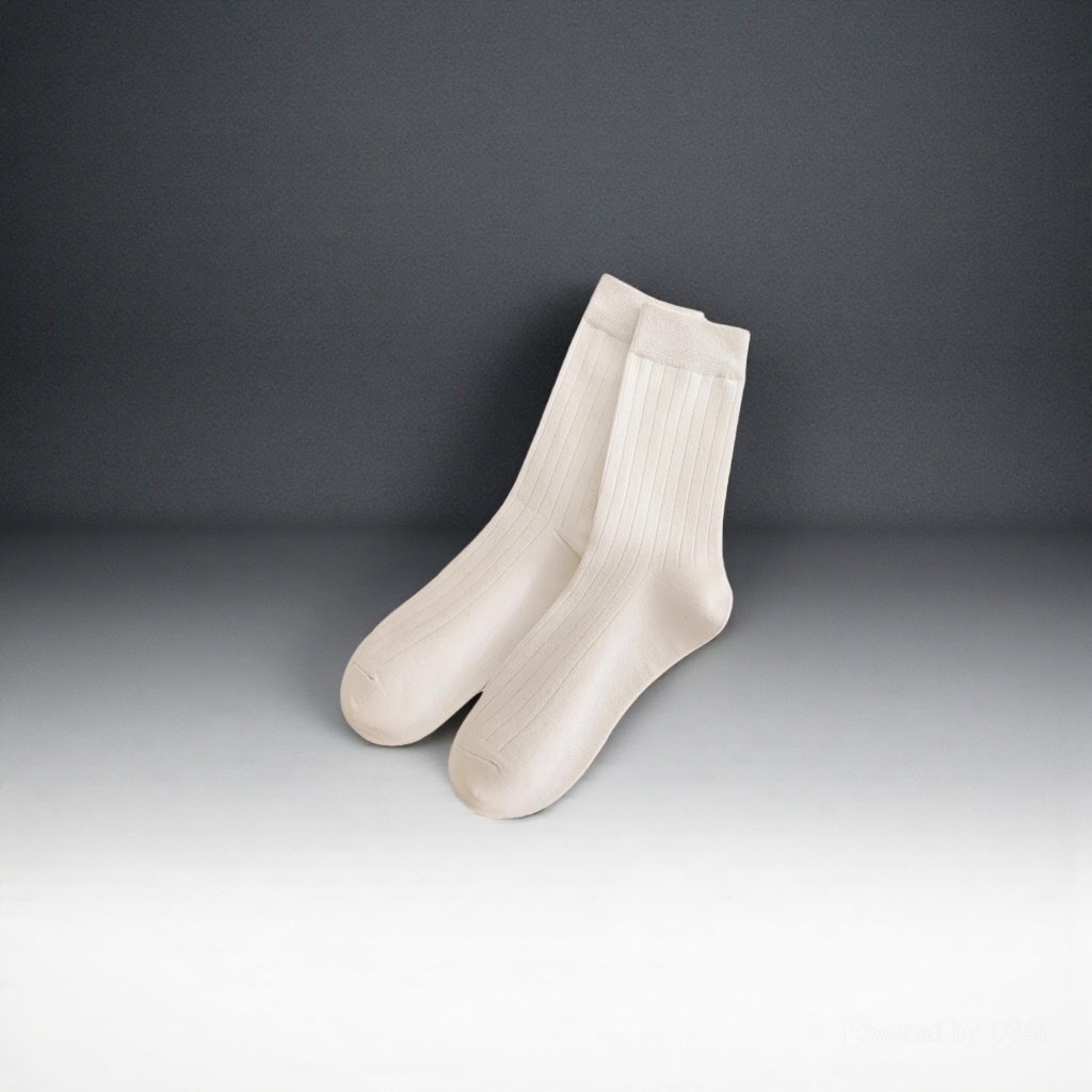 White vertical striped other socks, unisex pure cotton mid-calf socks Specification image