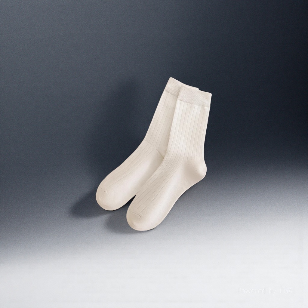 White vertical striped other socks, unisex pure cotton mid-calf socks