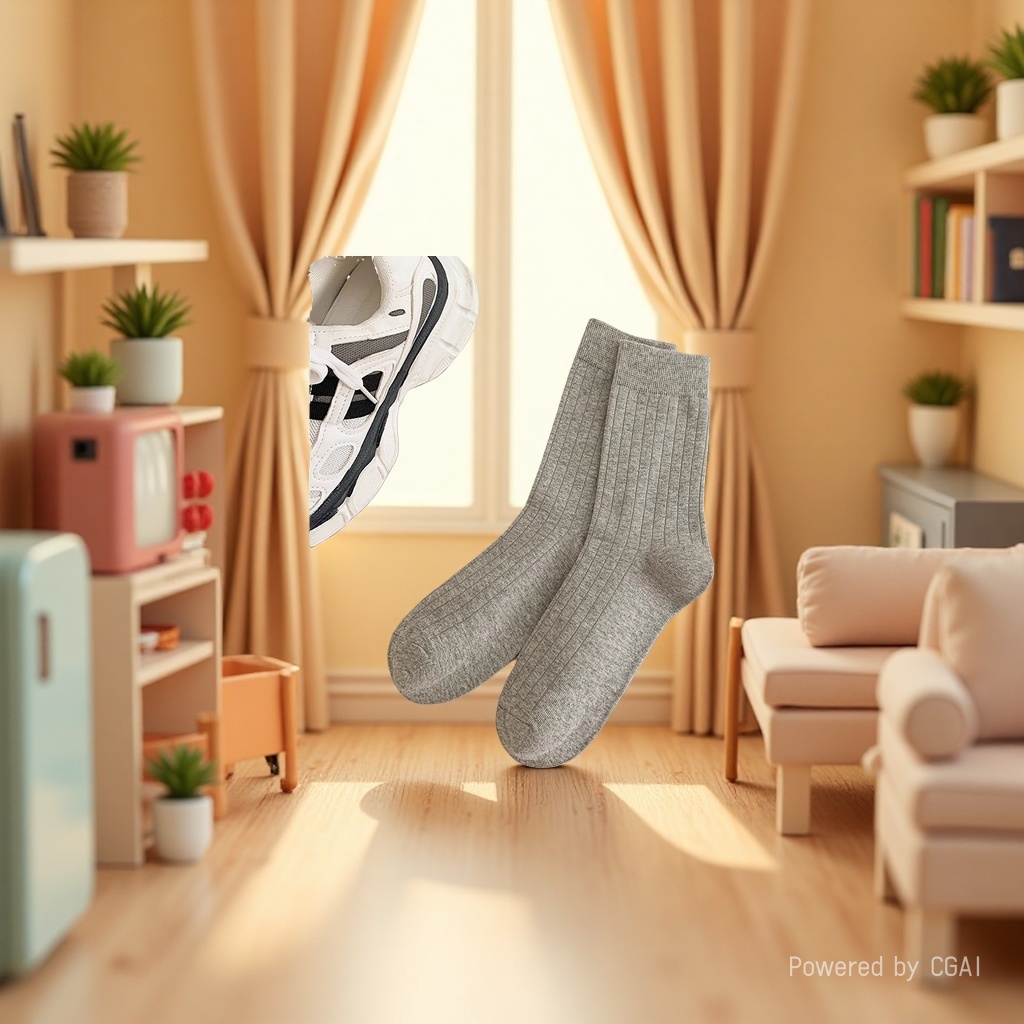 Grey striped socks are suitable for both men and women. Other socks details Picture