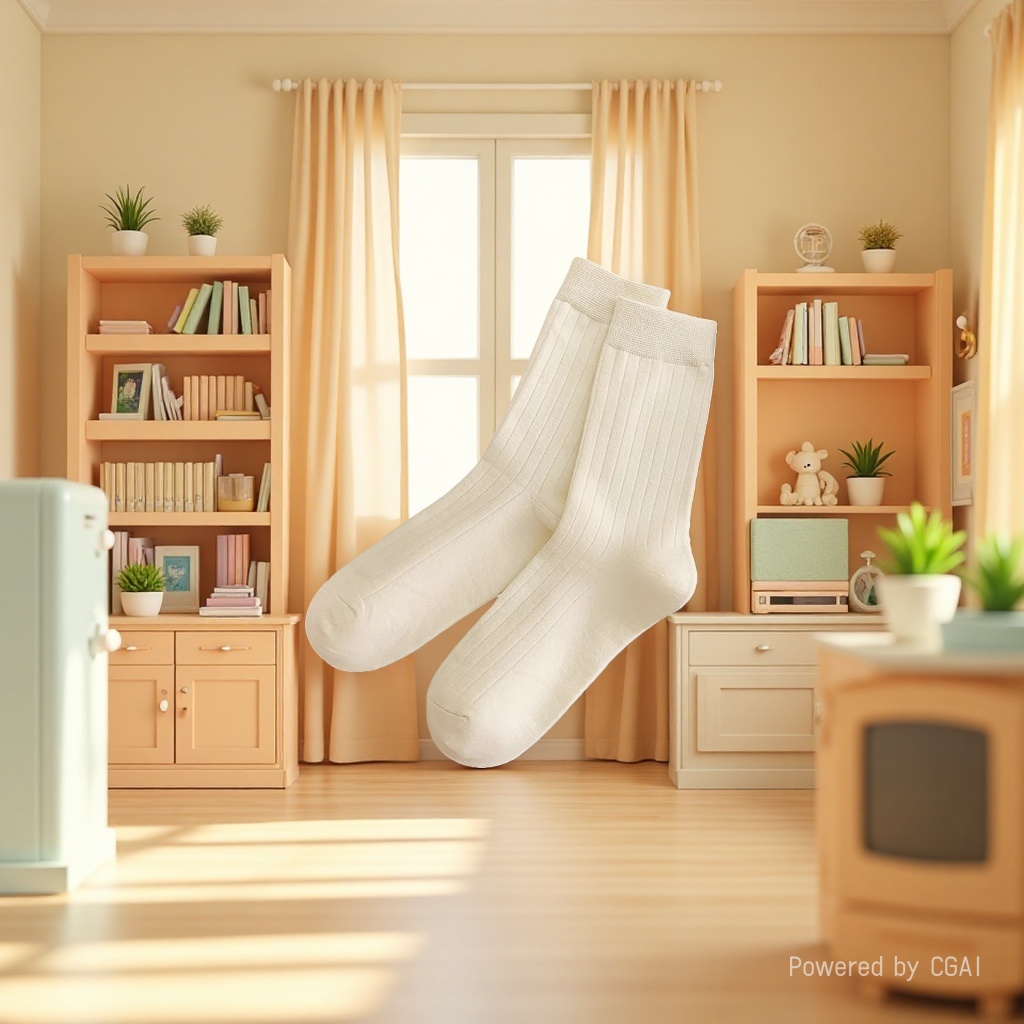 Off-white vertical striped mid-calf socks, other socks suitable for both men and women, comfortable cotton Application Scenario