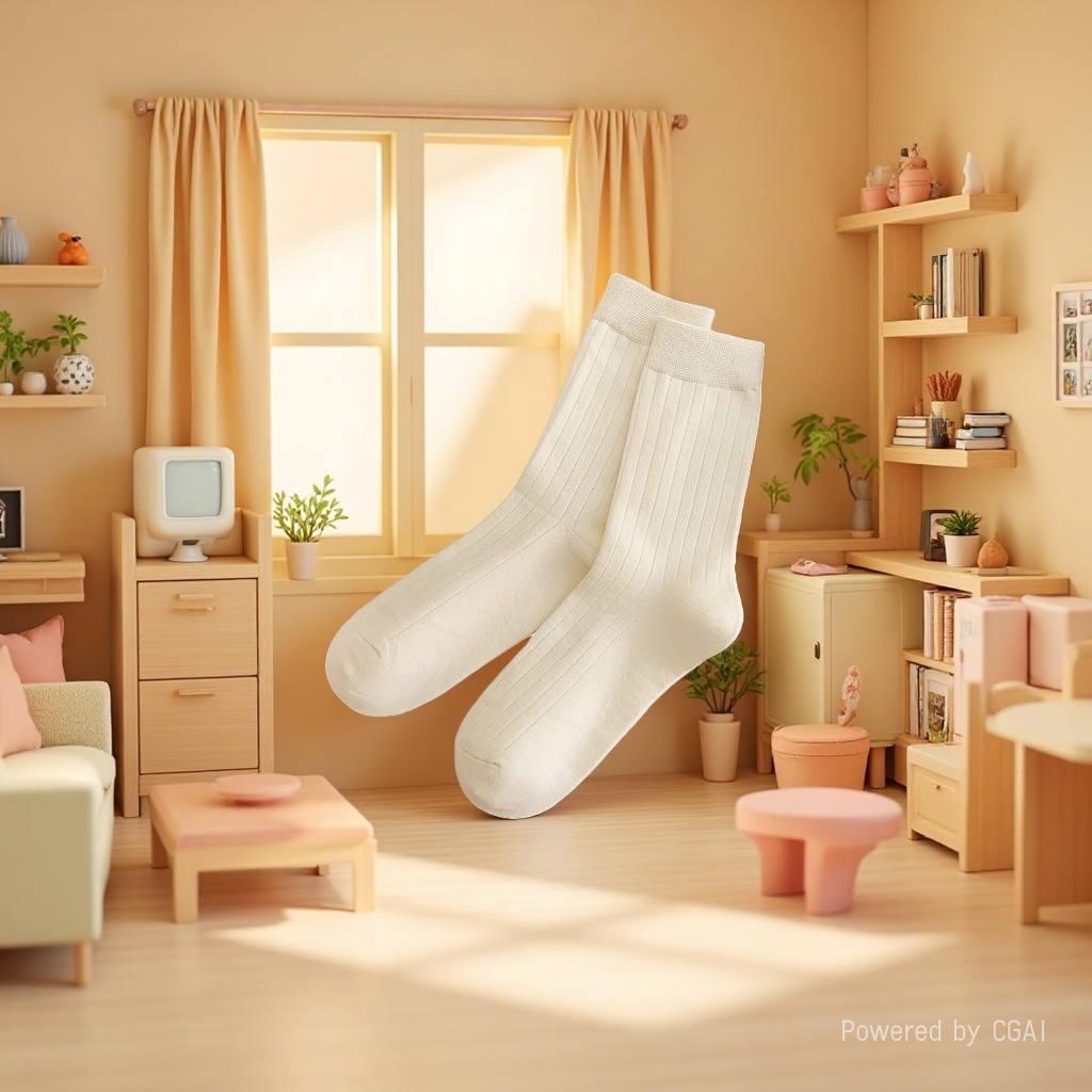 Off-white vertical striped mid-calf socks, other socks suitable for both men and women, comfortable cotton Specification image
