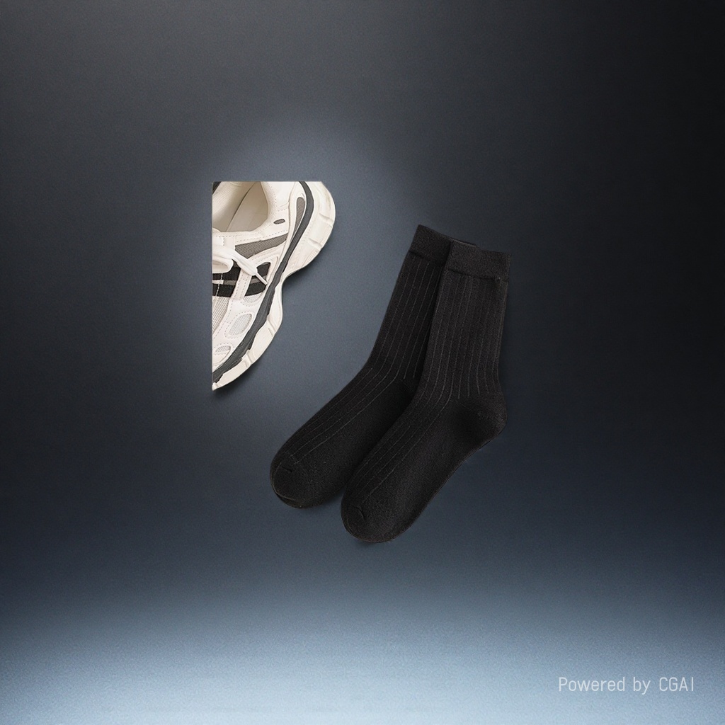 Black striped socks, other socks, unisex pure cotton mid-calf socks details Picture