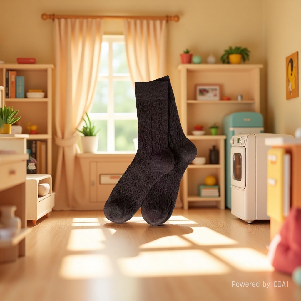 Dark brown knitted yoga floor socks for men, summer coral fleece children, anti-slip long thigh-high socks Specification image
