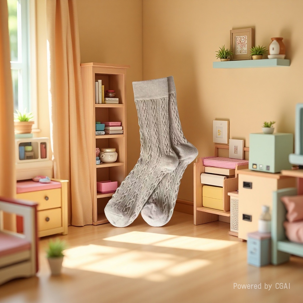 Beige knitted socks are suitable for both men and women, comfortable and breathable Specification image
