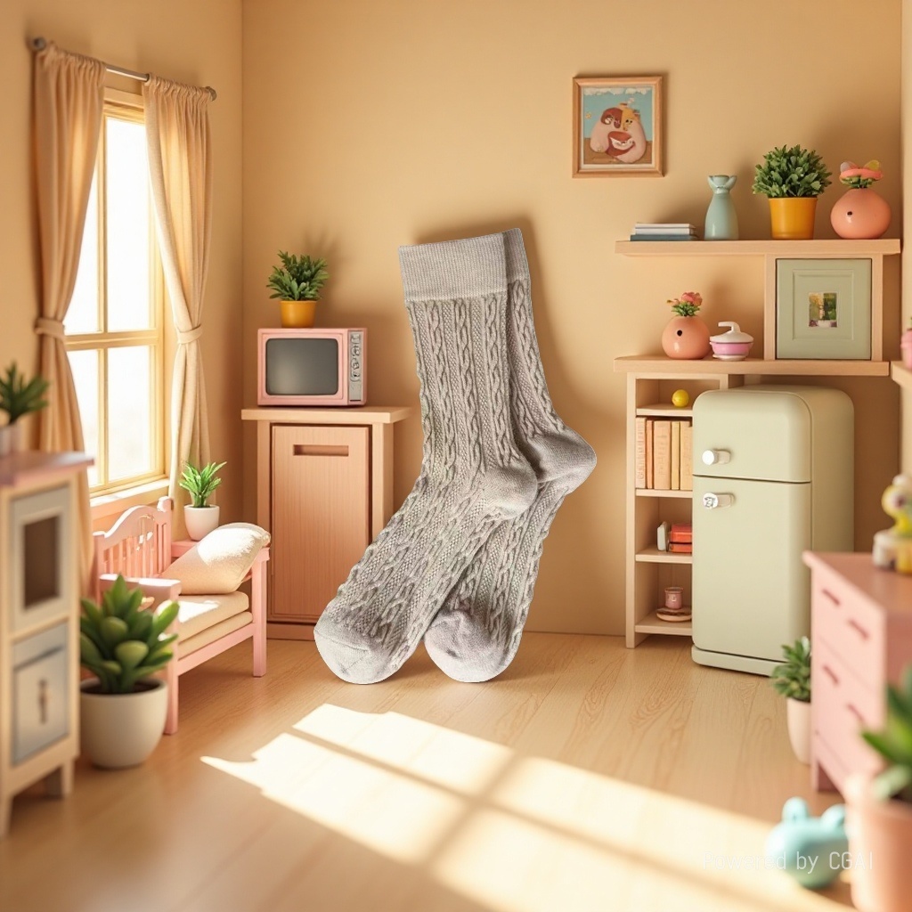 Beige knitted socks are suitable for both men and women, comfortable and breathable
