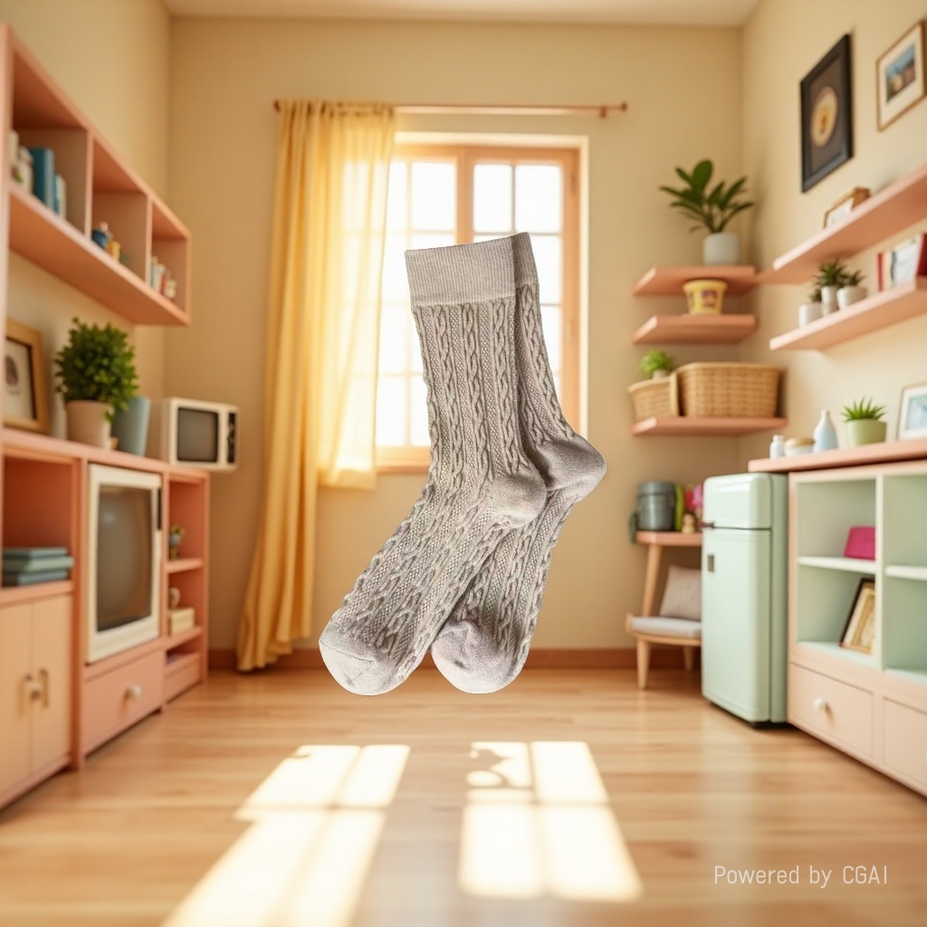 Beige knitted socks are suitable for both men and women, comfortable and breathable Application Scenario
